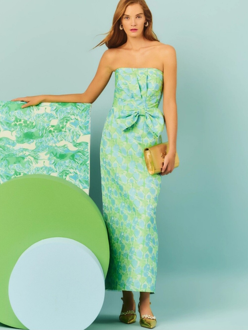 NWT Lilly Pulitzer Tiernan Strapless Maxi Dress Capri Blue Tulip Tango Jacquard - Picture 8 of 9